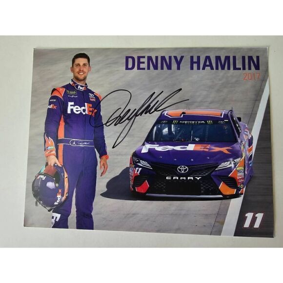 Denny Hamlin Nascar Hero Card 2017 Signed - Picture 1 of 5